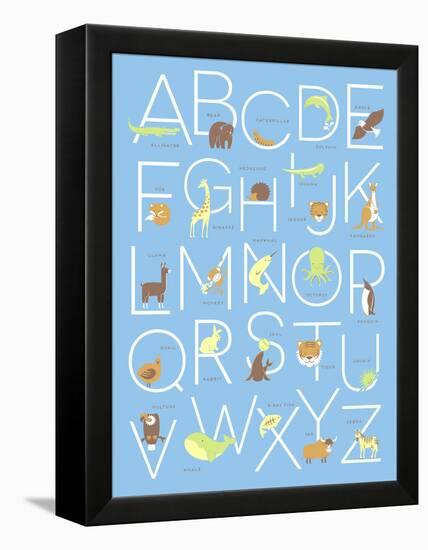 Illustrated Animal Alphabet ABC Poster Design-TeddyandMia-Framed Stretched Canvas