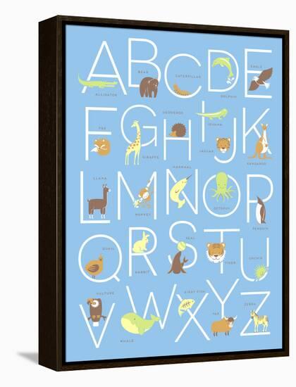 Illustrated Animal Alphabet ABC Poster Design-TeddyandMia-Framed Stretched Canvas