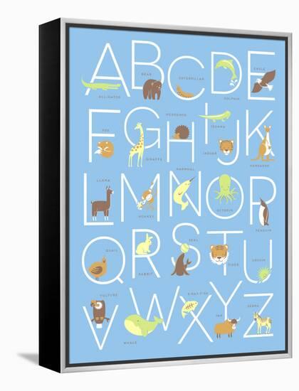 Illustrated Animal Alphabet ABC Poster Design-TeddyandMia-Framed Stretched Canvas