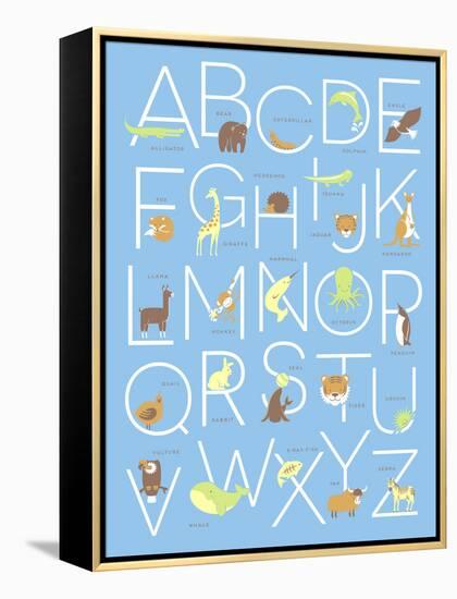 Illustrated Animal Alphabet ABC Poster Design-TeddyandMia-Framed Stretched Canvas