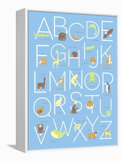 Illustrated Animal Alphabet ABC Poster Design-TeddyandMia-Framed Stretched Canvas