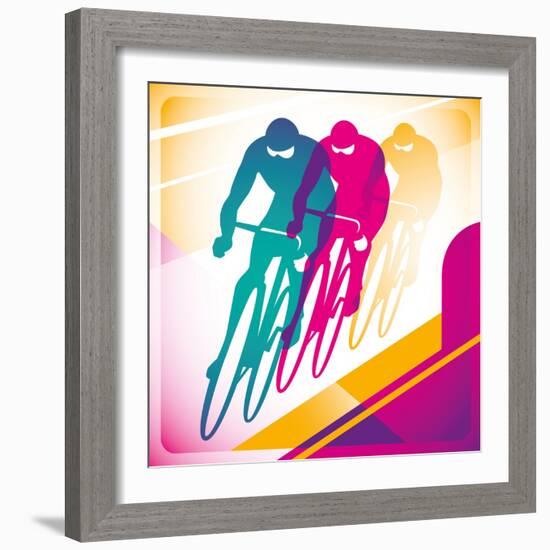 Illustrated Bicycle Driving In Color-Rashomon-Framed Art Print