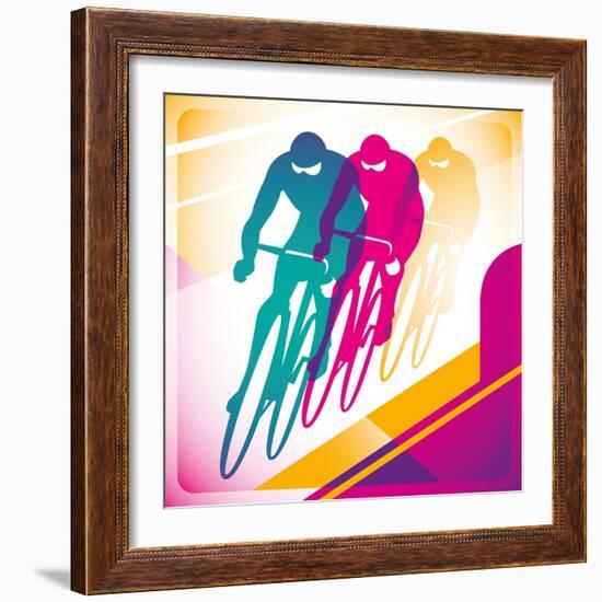 Illustrated Bicycle Driving In Color-Rashomon-Framed Art Print