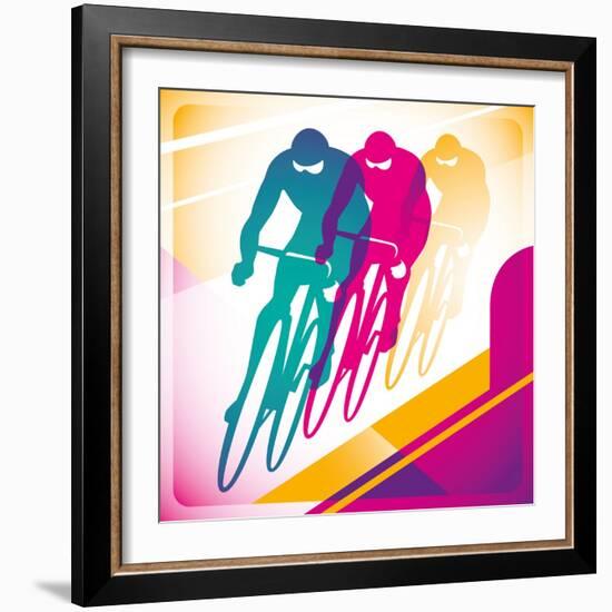 Illustrated Bicycle Driving In Color-Rashomon-Framed Art Print