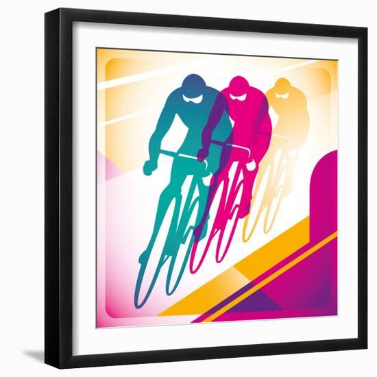 Illustrated Bicycle Driving In Color-Rashomon-Framed Art Print