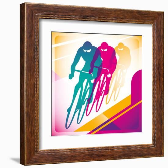 Illustrated Bicycle Driving In Color-Rashomon-Framed Art Print