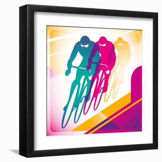 Illustrated Bicycle Driving In Color-Rashomon-Framed Art Print