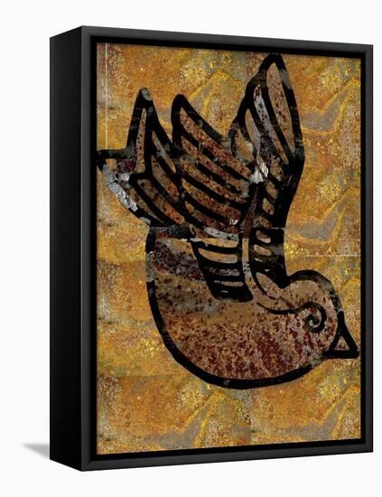 Illustrated Bird on Raw Texture-Whoartnow-Framed Premier Image Canvas