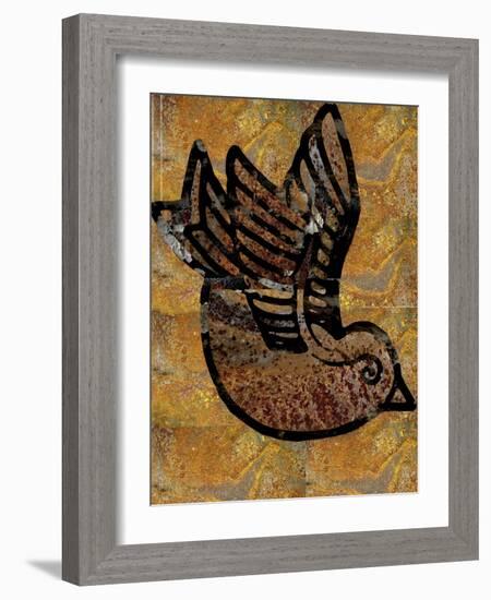 Illustrated Bird on Raw Texture-Whoartnow-Framed Giclee Print