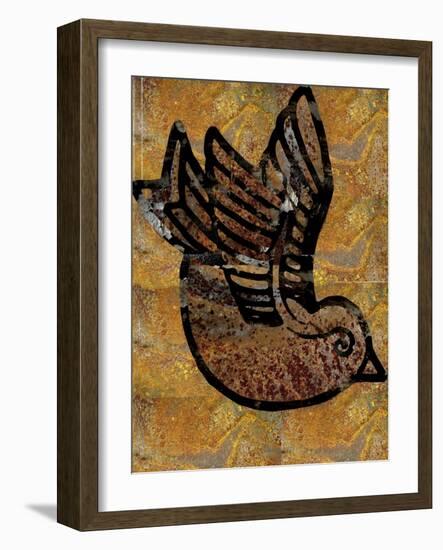 Illustrated Bird on Raw Texture-Whoartnow-Framed Giclee Print