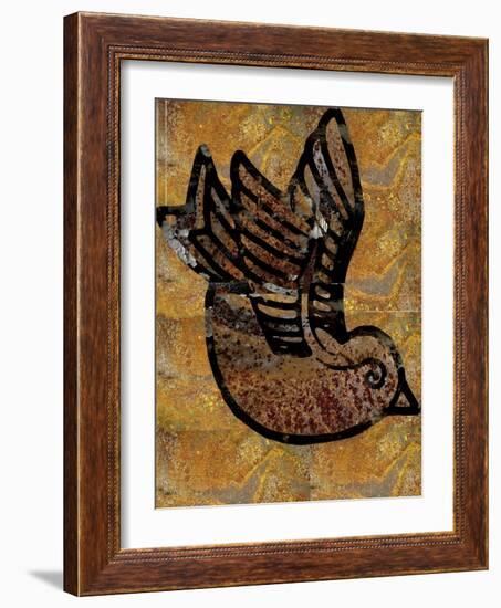 Illustrated Bird on Raw Texture-Whoartnow-Framed Giclee Print