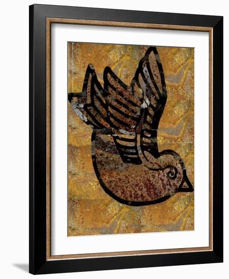 Illustrated Bird on Raw Texture-Whoartnow-Framed Giclee Print