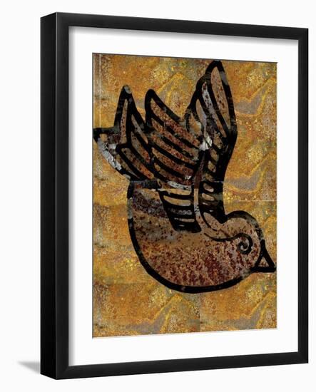 Illustrated Bird on Raw Texture-Whoartnow-Framed Giclee Print