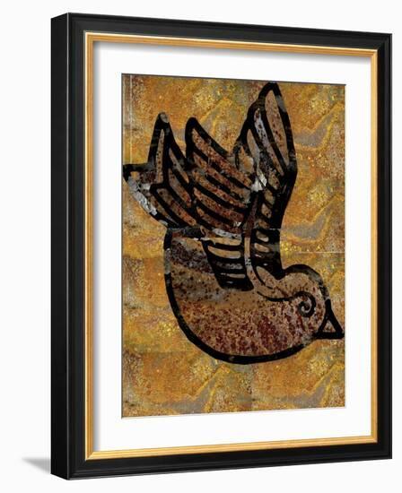 Illustrated Bird on Raw Texture-Whoartnow-Framed Giclee Print