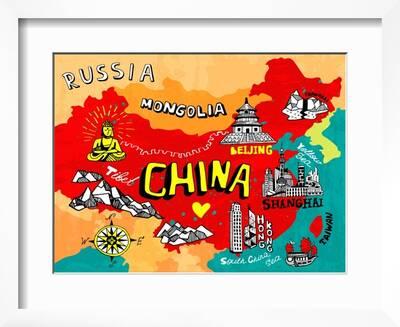 Illustrated Map of China' Art Print - Daria_I 