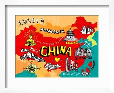 Illustrated Map of China' Art Print - Daria_I Illustrated Map of China' Art Print - Daria_I
