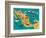Illustrated Map of Mexico with the Main Attractions-Daria_I-Framed Art Print