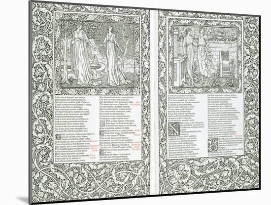 Illustrated Page from "The Works of Chaucer," Published by Kelmscott Press, 1896-William Morris-Mounted Giclee Print