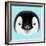 Illustrated Portrait of Emperor Penguin Chick. Cute Fluffy Face of Bird Baby on Blue Background.-ant_art-Framed Art Print