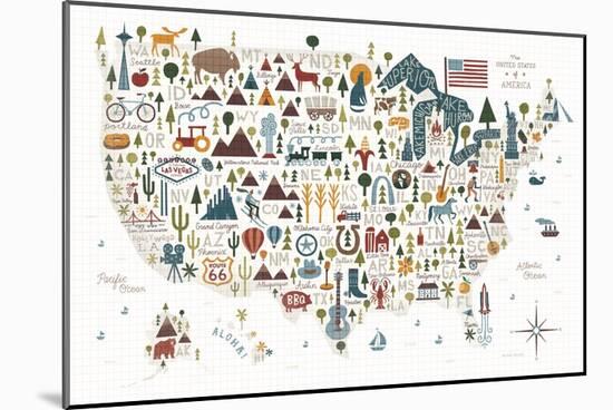 Illustrated USA Warm-Michael Mullan-Mounted Art Print