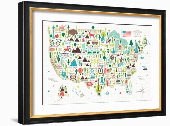 Illustrated USA-Michael Mullan-Framed Art Print