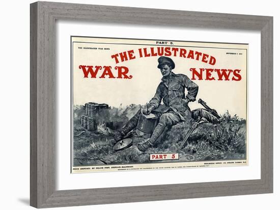 Illustrated War News Front Cover, Soldier Writing Letter-Richard Caton Woodville-Framed Art Print