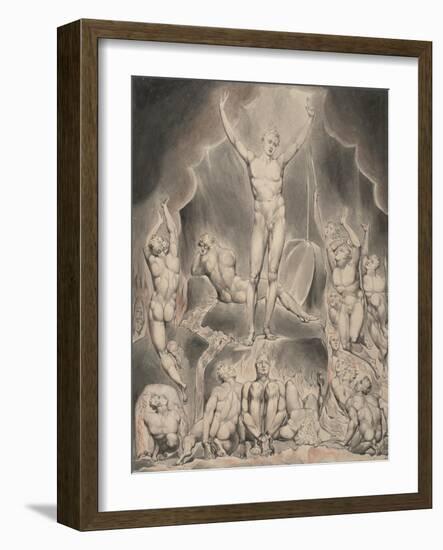 Illustration 1 to Milton's Paradise Lost : Satan Calling up His Legions, 1807 (Ink & W/C on Paper)-William Blake-Framed Giclee Print
