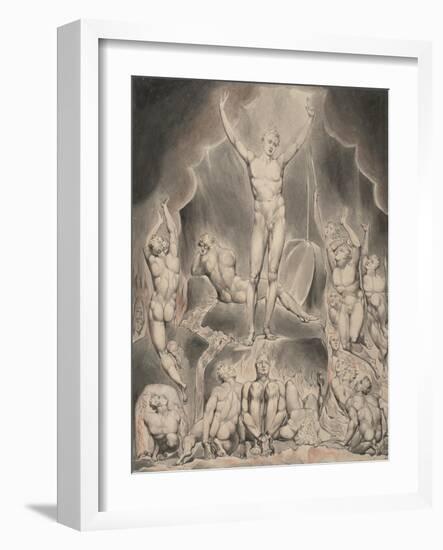 Illustration 1 to Milton's Paradise Lost : Satan Calling up His Legions, 1807 (Ink & W/C on Paper)-William Blake-Framed Giclee Print