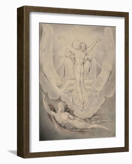 Illustration 3 to Milton's Paradise Lost : Christ Offers to Redeem Man, 1807 (Pen & Ink and W/C on-William Blake-Framed Giclee Print