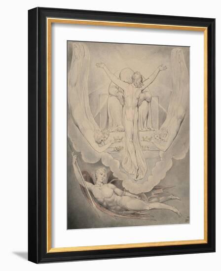 Illustration 3 to Milton's Paradise Lost : Christ Offers to Redeem Man, 1807 (Pen & Ink and W/C on-William Blake-Framed Giclee Print