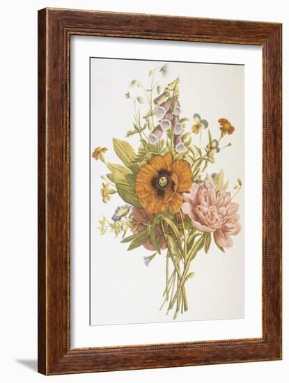 Illustration Depicting a Bouquet of Poppies, Carnations and Foxglove-Bettmann-Framed Giclee Print