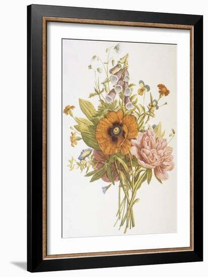 Illustration Depicting a Bouquet of Poppies, Carnations and Foxglove-Bettmann-Framed Giclee Print