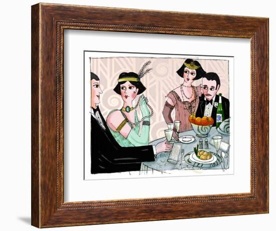 Illustration Depicting a Worldly Dinner in “Gatsby the Magnificent”” by American Writer Francis Sco-Patrizia La Porta-Framed Giclee Print