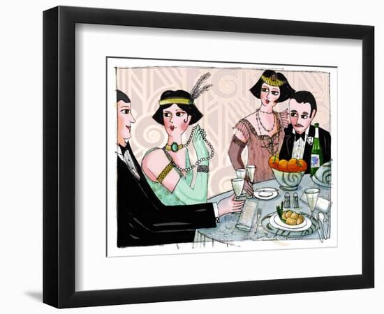 Illustration Depicting a Worldly Dinner in “Gatsby the Magnificent”” by American Writer Francis Sco-Patrizia La Porta-Framed Giclee Print