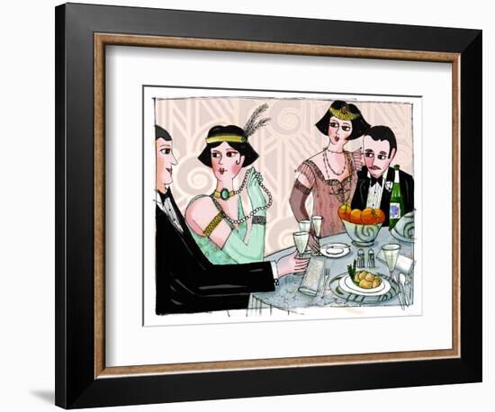 Illustration Depicting a Worldly Dinner in “Gatsby the Magnificent”” by American Writer Francis Sco-Patrizia La Porta-Framed Giclee Print