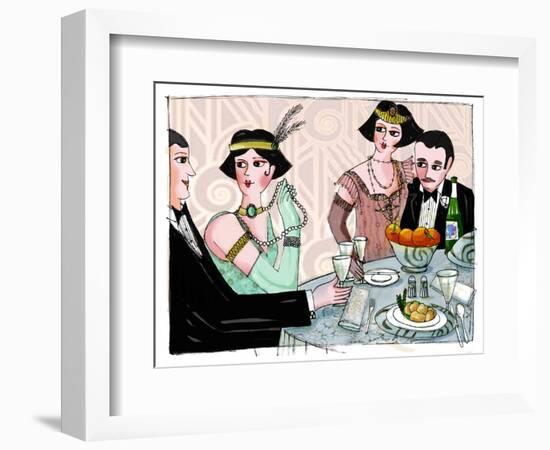 Illustration Depicting a Worldly Dinner in “Gatsby the Magnificent”” by American Writer Francis Sco-Patrizia La Porta-Framed Giclee Print