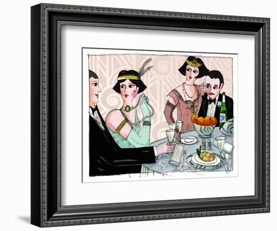 Illustration Depicting a Worldly Dinner in “Gatsby the Magnificent”” by American Writer Francis Sco-Patrizia La Porta-Framed Giclee Print