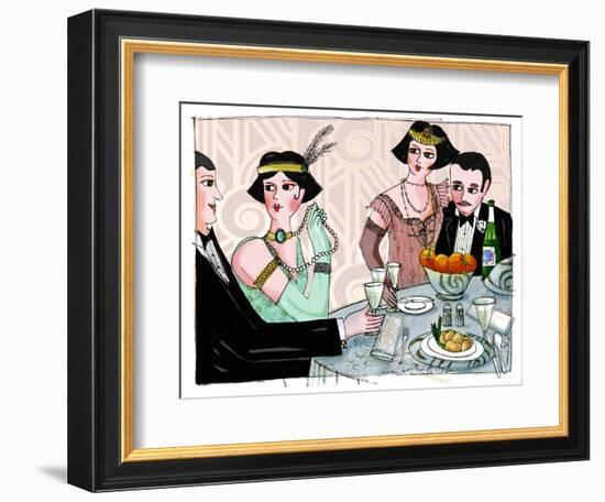 Illustration Depicting a Worldly Dinner in “Gatsby the Magnificent”” by American Writer Francis Sco-Patrizia La Porta-Framed Giclee Print