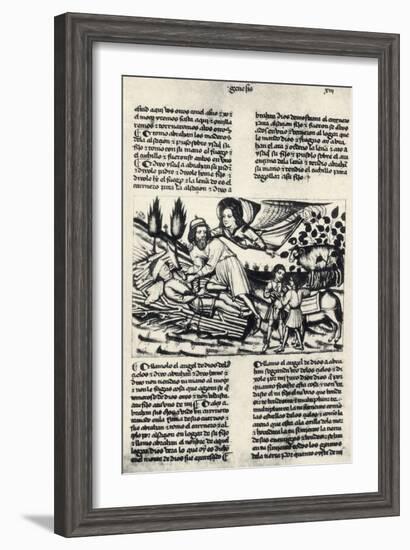 Illustration Depicting Abraham Who Is Asked by God to Sacrifice His Son Isaac-null-Framed Giclee Print