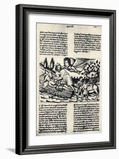 Illustration Depicting Abraham Who Is Asked by God to Sacrifice His Son Isaac-null-Framed Giclee Print