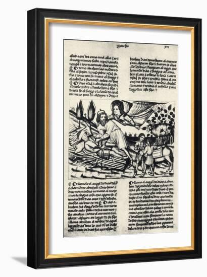 Illustration Depicting Abraham Who Is Asked by God to Sacrifice His Son Isaac-null-Framed Giclee Print