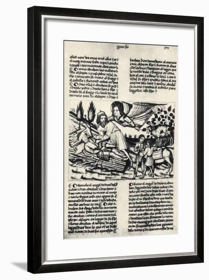 Illustration Depicting Abraham Who Is Asked by God to Sacrifice His Son Isaac-null-Framed Giclee Print