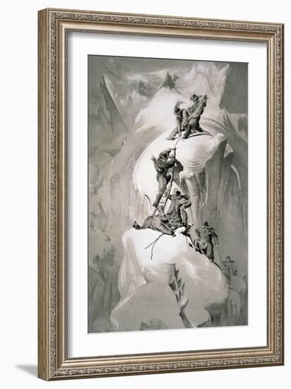 Illustration Depicting Expedition Members on the Ascent of Mont Blanc-null-Framed Giclee Print
