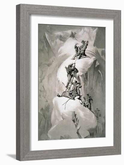 Illustration Depicting Expedition Members on the Ascent of Mont Blanc-null-Framed Giclee Print