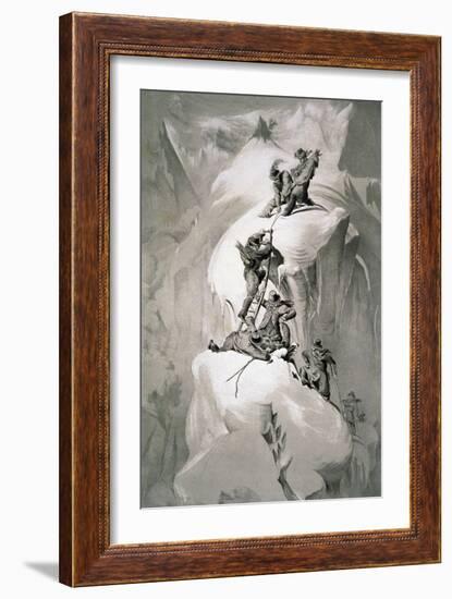 Illustration Depicting Expedition Members on the Ascent of Mont Blanc-null-Framed Giclee Print