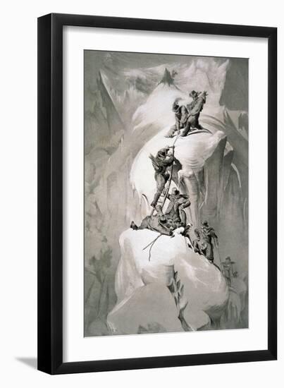 Illustration Depicting Expedition Members on the Ascent of Mont Blanc-null-Framed Giclee Print