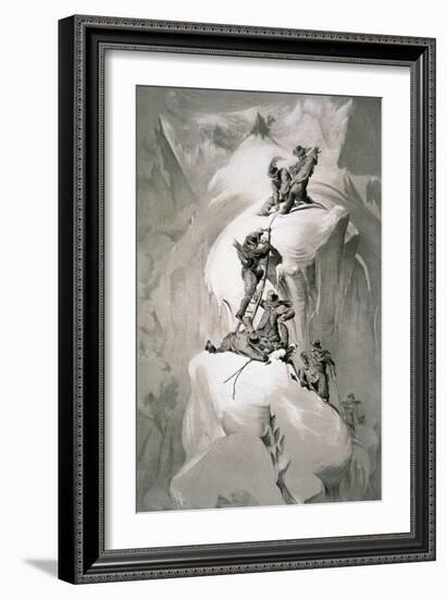 Illustration Depicting Expedition Members on the Ascent of Mont Blanc-null-Framed Giclee Print