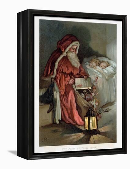 Illustration Entitled The New Picture Book Depicting a Visit from Santa-null-Framed Premier Image Canvas