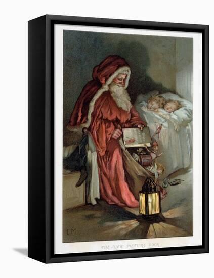 Illustration Entitled The New Picture Book Depicting a Visit from Santa-null-Framed Premier Image Canvas