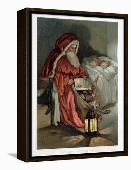 Illustration Entitled The New Picture Book Depicting a Visit from Santa-null-Framed Premier Image Canvas